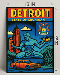 Detroit State of Michigan Poster PosterGoat