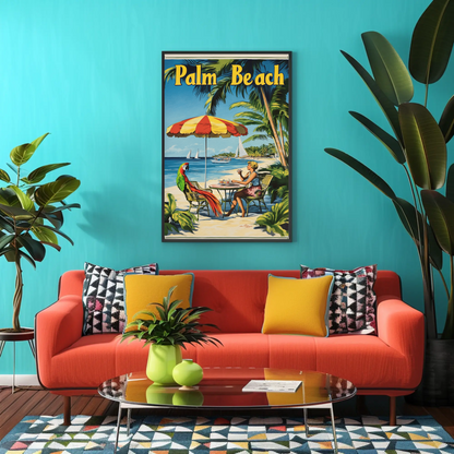 Palm Beach Vintage Poster Cafe Scene