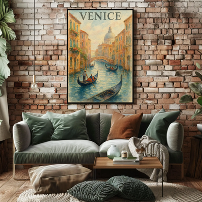 Venice Italy Gondolas Romantic Canal Scene Travel Poster