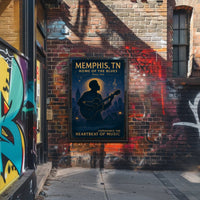 Memphis Blues Cityscape Silhouette Music or Concert Poster