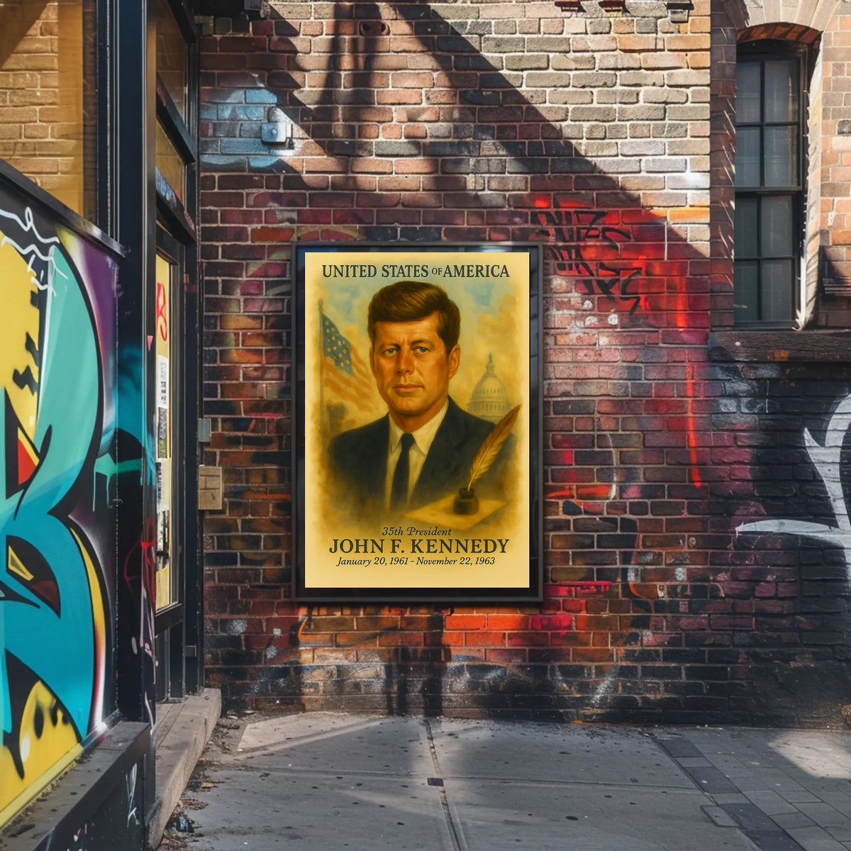 John F. Kennedy 35th President of the United States Vintage Watercolor Poster