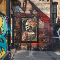 Skull and Roses Floral Elegance Artistic Poster