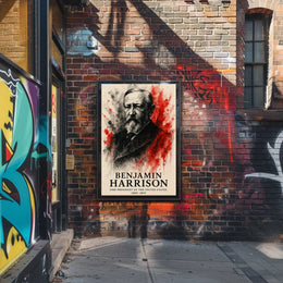 Benjamin Harrison Presidential Watercolor Art Historical Poster