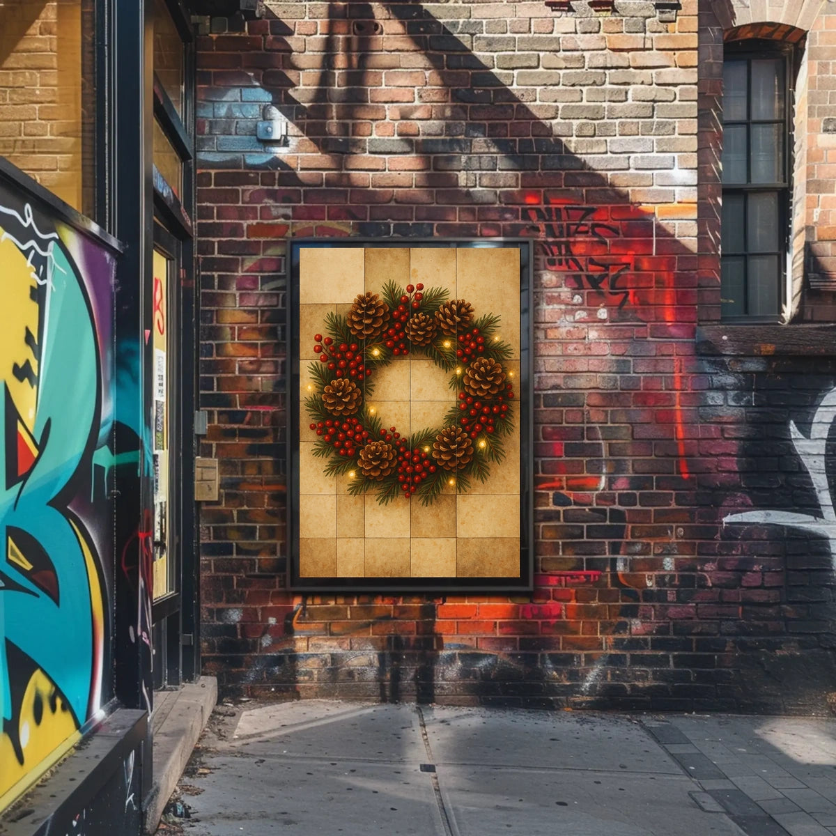 Festive Holiday Wreath Poster