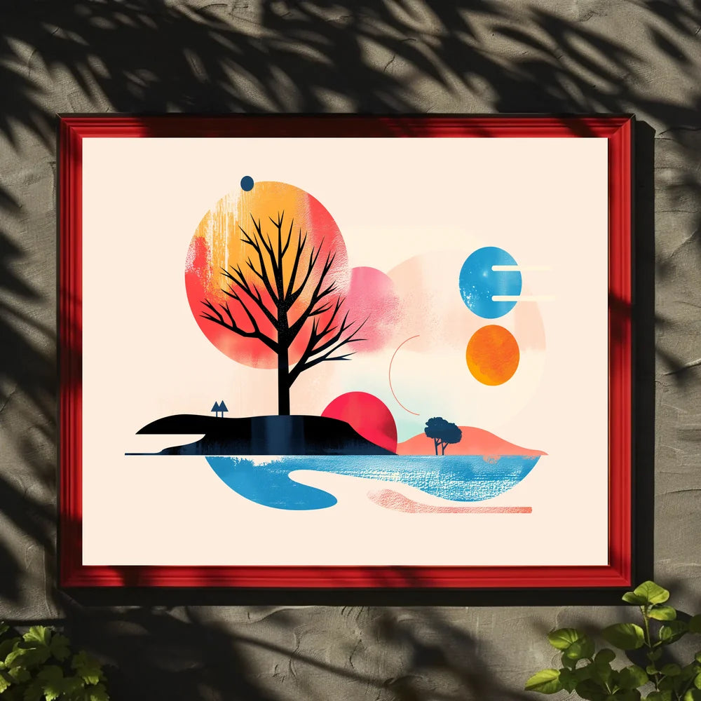 Surreal Abstract Landscape Poster with Vibrant Colors