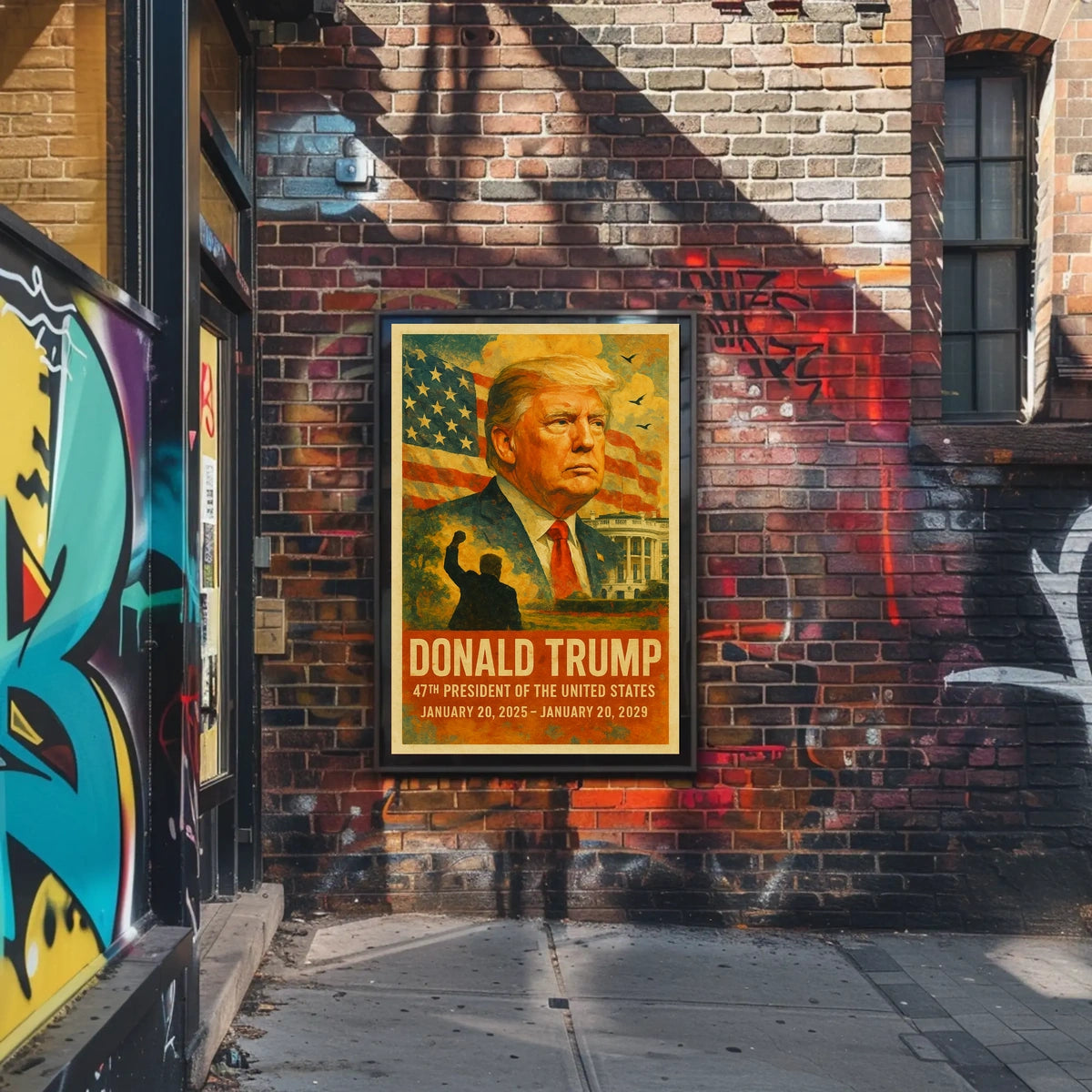 Donald Trump 47th President of the United States Layered Digital Collage Poster