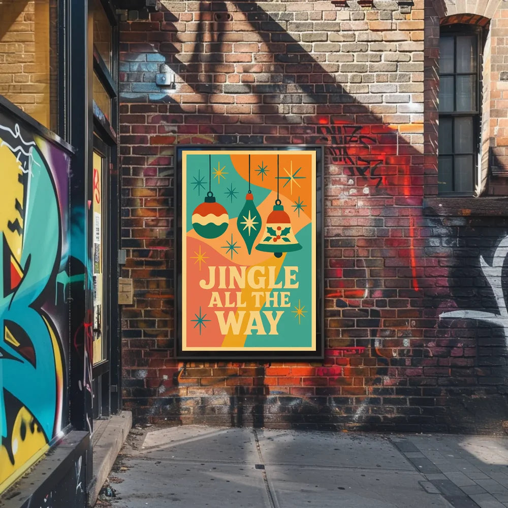 Festive Christmas Ornaments Retro Design Abstract Artistic Poster