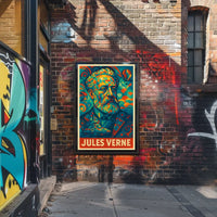 Jules Verne Mosaic Portrait Art Poster - Pop Culture Poster