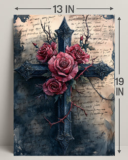 Roses And Cross Poster