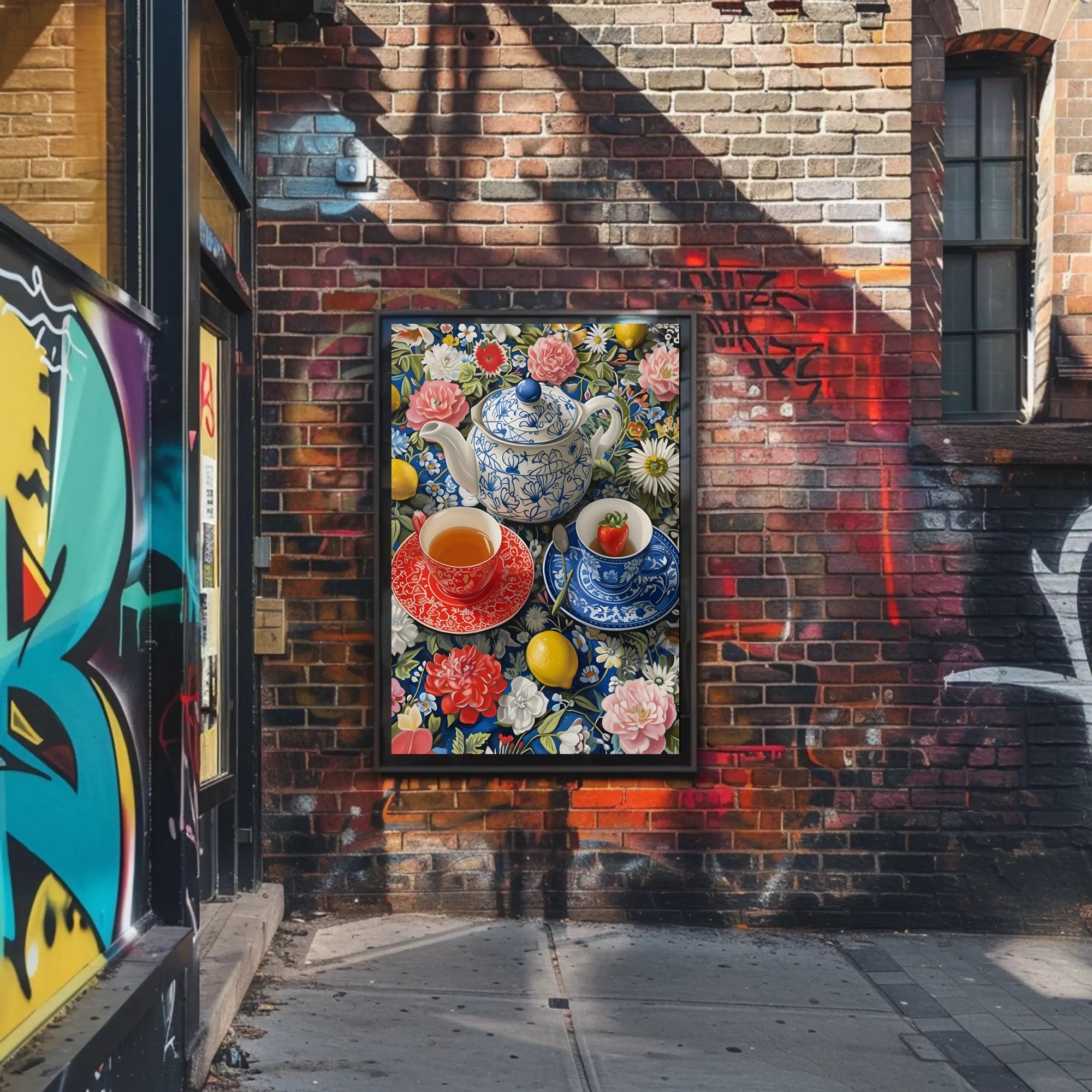 Vibrant Tea Scene Artistic Poster PosterGoat