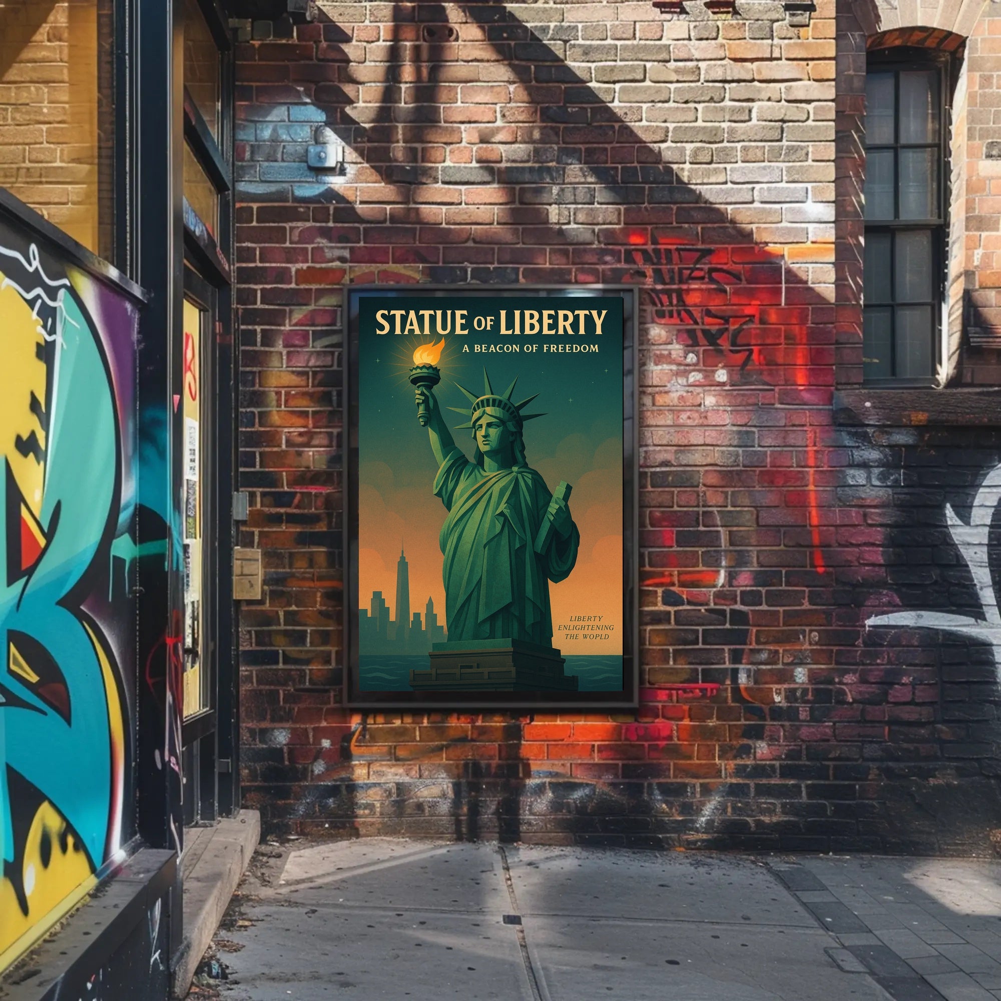 Statue of Liberty Sunset Urban or Cityscape Poster