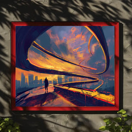 Futuristic Cityscape Sunset: Pathway to Possibilities