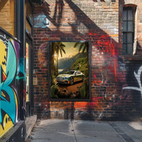 Luxury Car in Tropical Paradise Poster PosterGoat