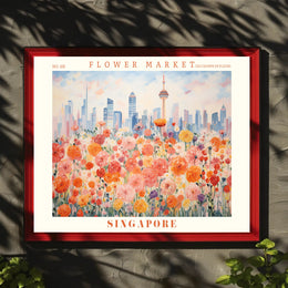 Singapore Flower Market Urban Cityscape Poster