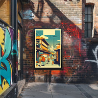 Vibrant Market Street: Asian Cultural Celebration Poster