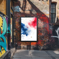 splash design in red white and blue tones Poster