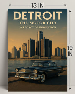 Detroit The Motor City Vintage Poster PosterGoat