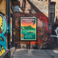 Honolulu Tropical Adventure Vintage Travel Poster PosterGoat
