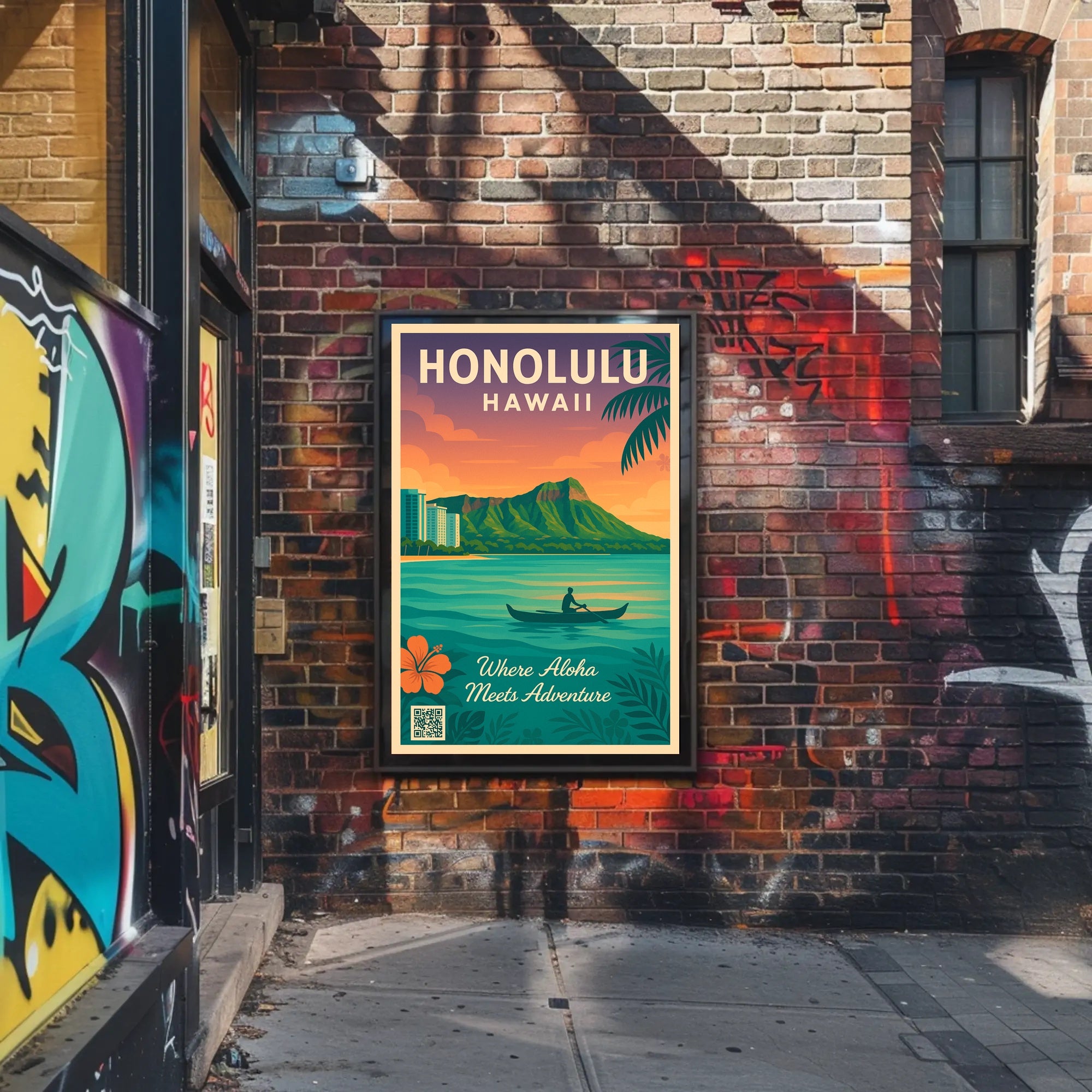 Honolulu Tropical Adventure Vintage Travel Poster PosterGoat