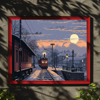 Vintage Winter Train Station Nostalgia Art Print