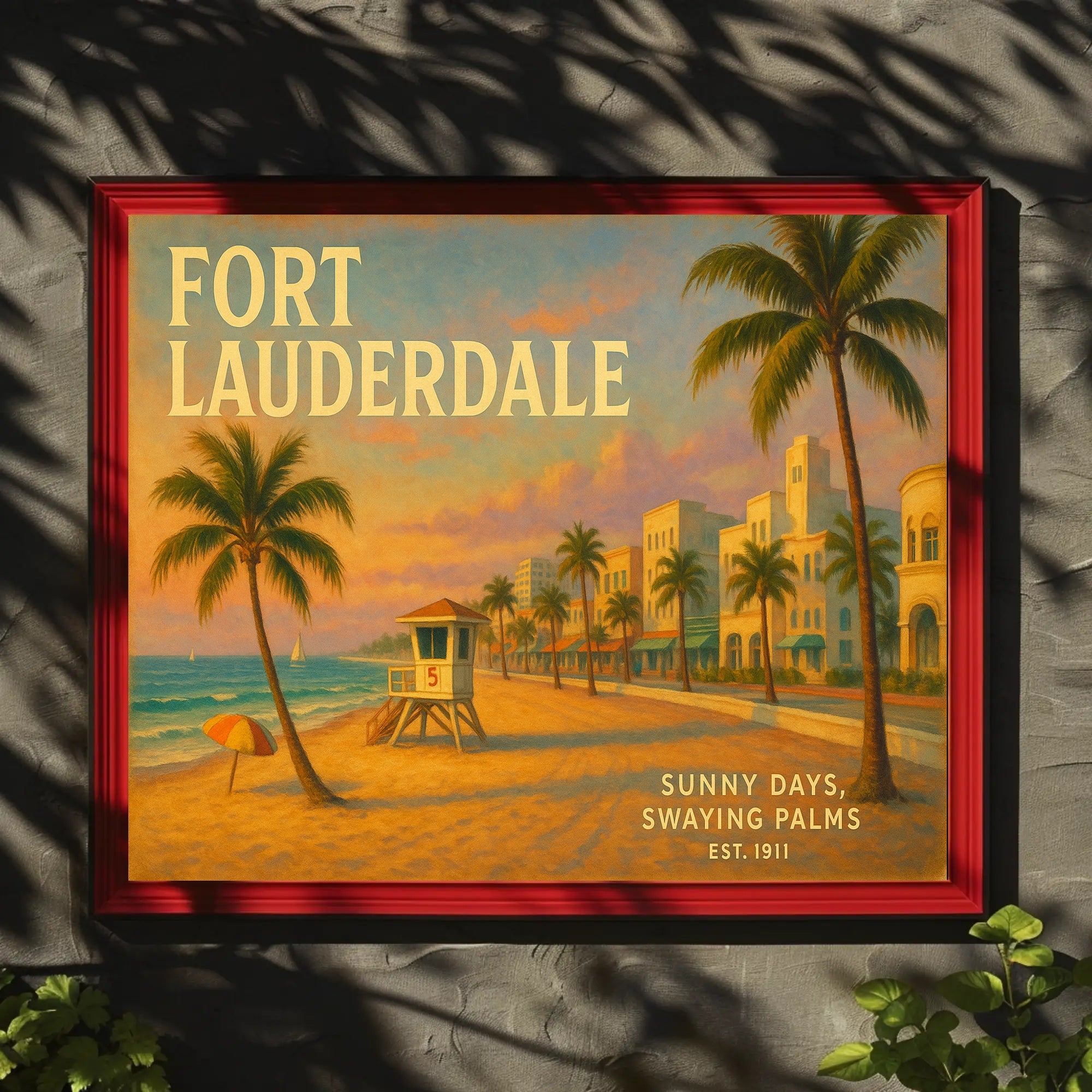 Fort Lauderdale Beach Scene Travel Poster