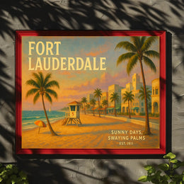 Fort Lauderdale Beach Scene Travel Poster