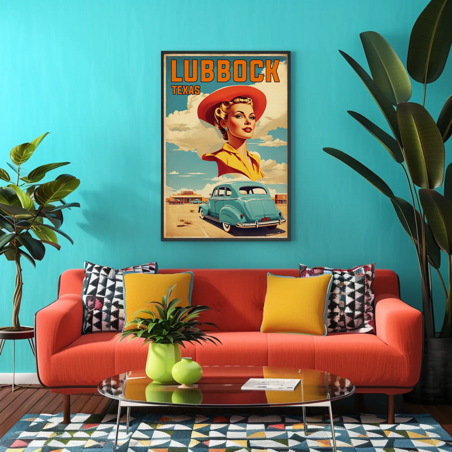 Lubbock Texas Retro Americana Vintage Travel Poster