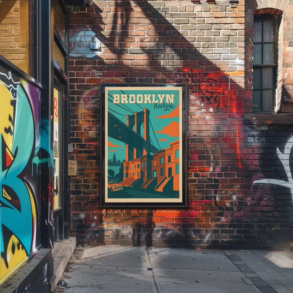 Brooklyn Bridge New York City Poster Vintage Wall Art