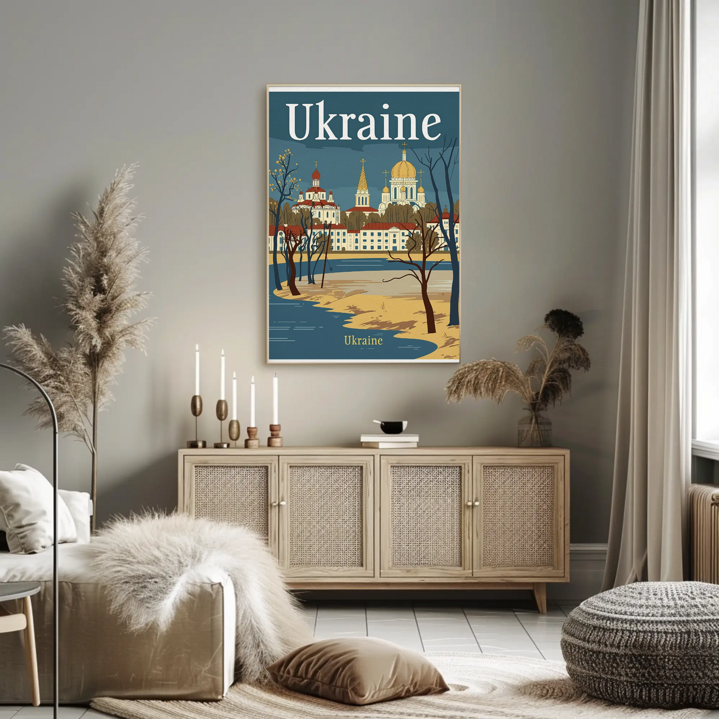 Ukraine Cityscape Vintage Poster
