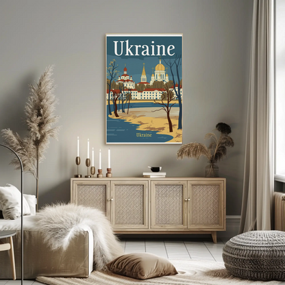 Ukraine Cityscape Vintage Poster