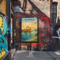 Sydney's Iconic Landmarks Vintage Travel Poster