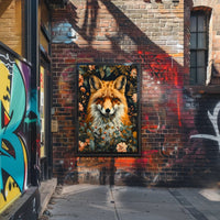 Fox Among Blossoms: Detailed Wildlife Art Animal Poster