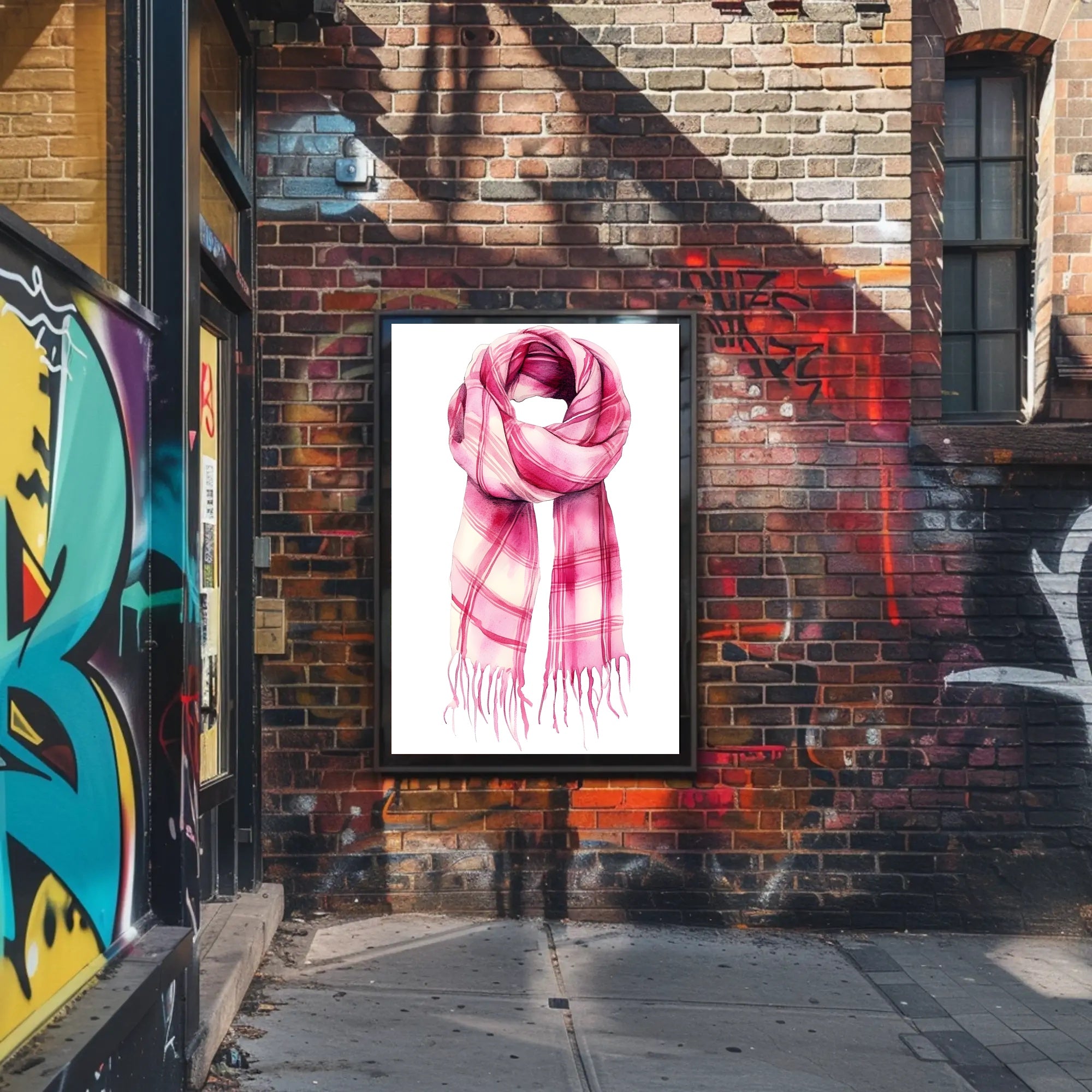 Striped Scarf Art Poster Vintage Scenic Wall Art