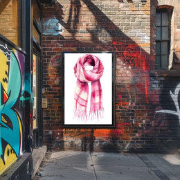 Striped Scarf Art Poster Vintage Scenic Wall Art
