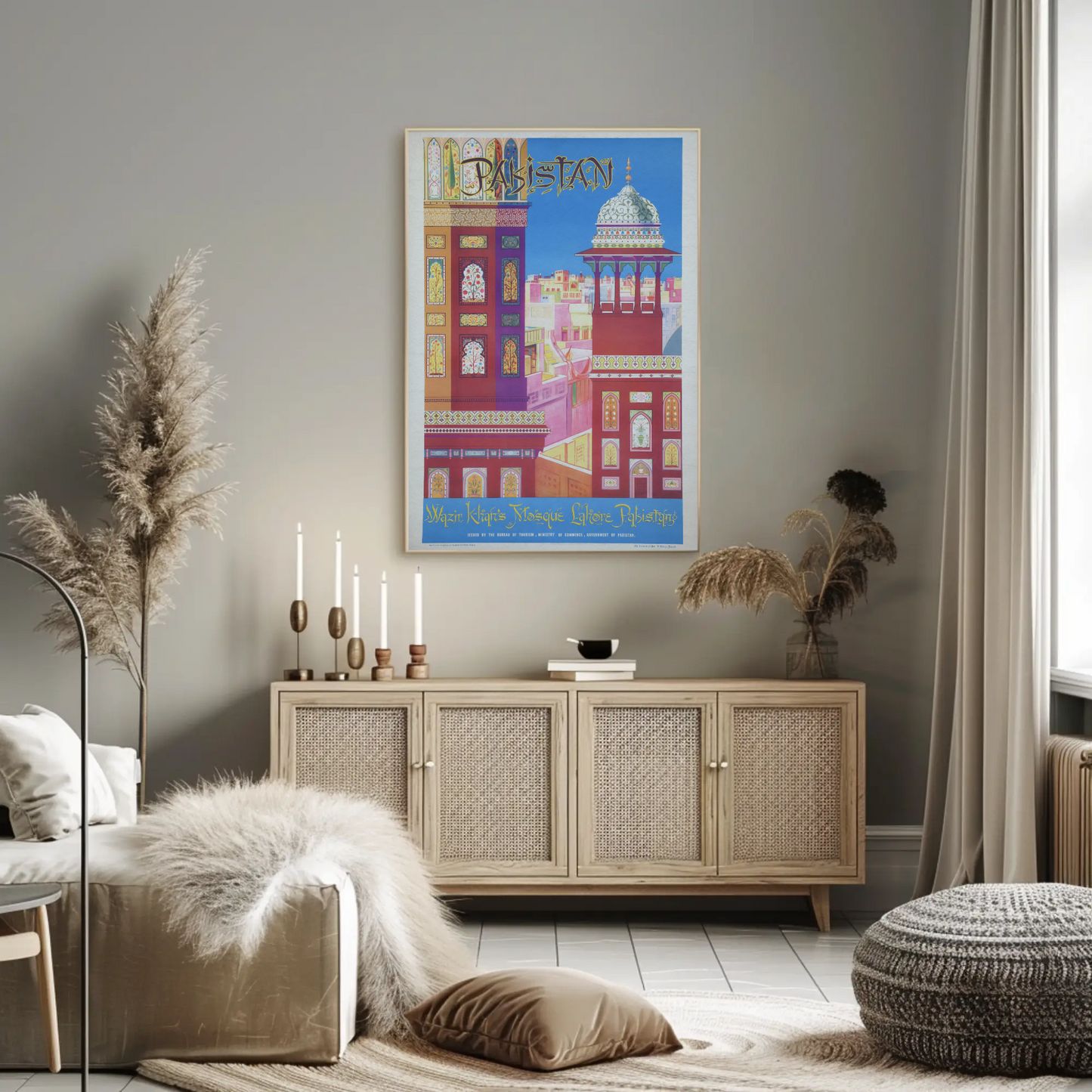 Pakistan Wazir Khan Mosque Vintage Poster