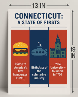 Connecticut A State of Firsts Poster Print PosterGoat