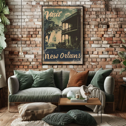 Visit Historic New Orleans Louisiana Travel Poster