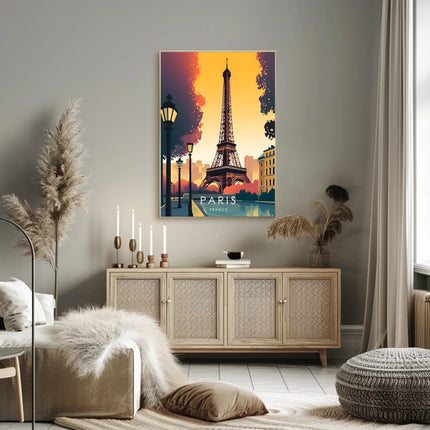 Eiffel Tower Sunset Elegance Travel Poster