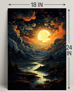 Enchanted Moonlit Landscape Poster