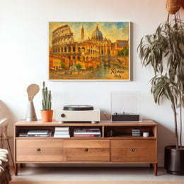 Rome Cityscape Italy Travel Watercolor Realism Heritage Architecture Wanderlust Decor Poster