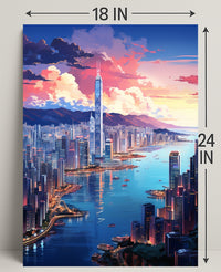 Cityscape At Sunset Poster