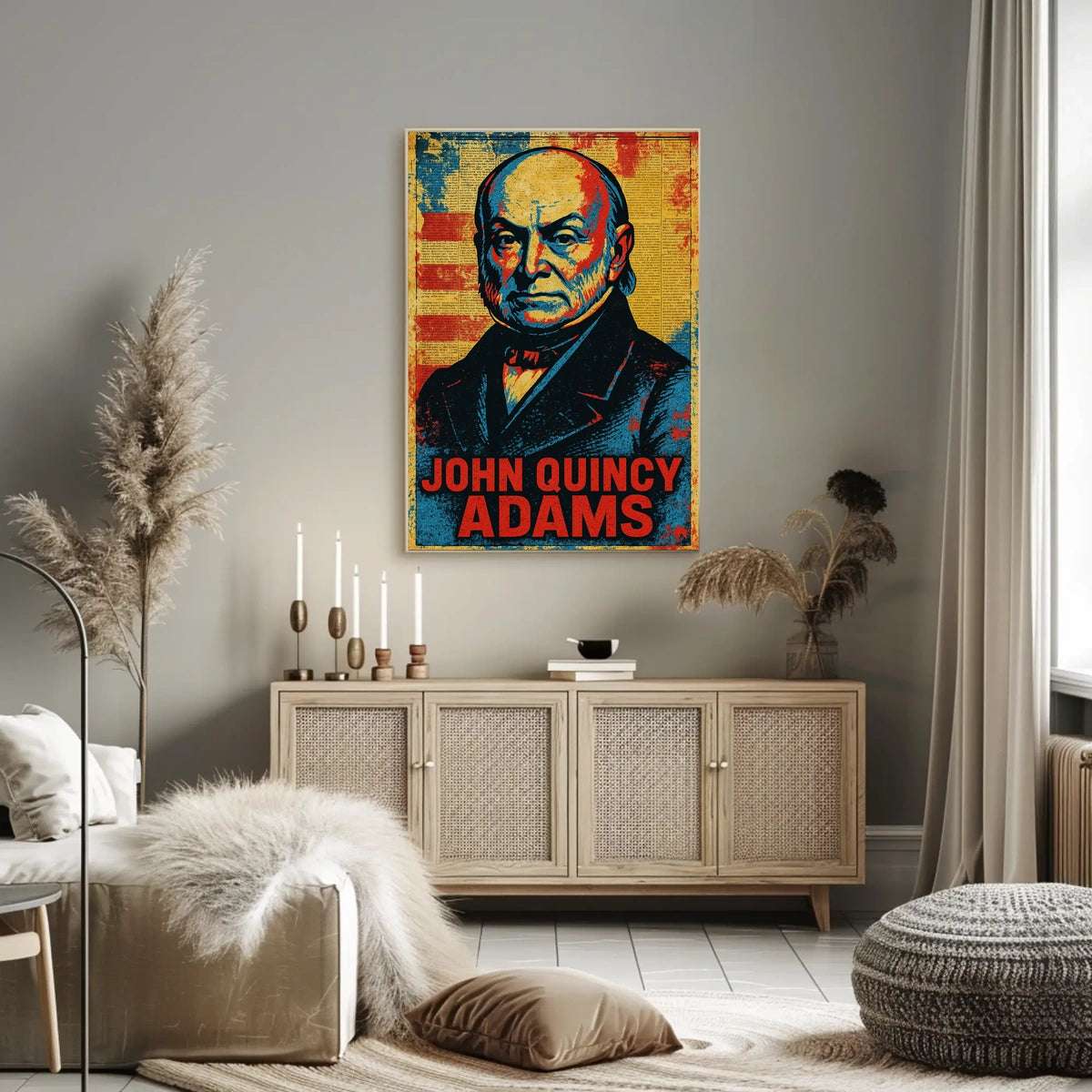 John Quincy Adams 6th President of the United States Street Art Mashup Poster