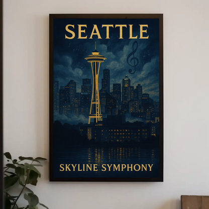 Seattle Skyline Symphony Travel Poster