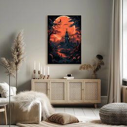 Haunted Moonlit Cemetery Poster