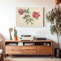 Botanical Elegance Red-Peony Flowers Vintage Artistic Poster