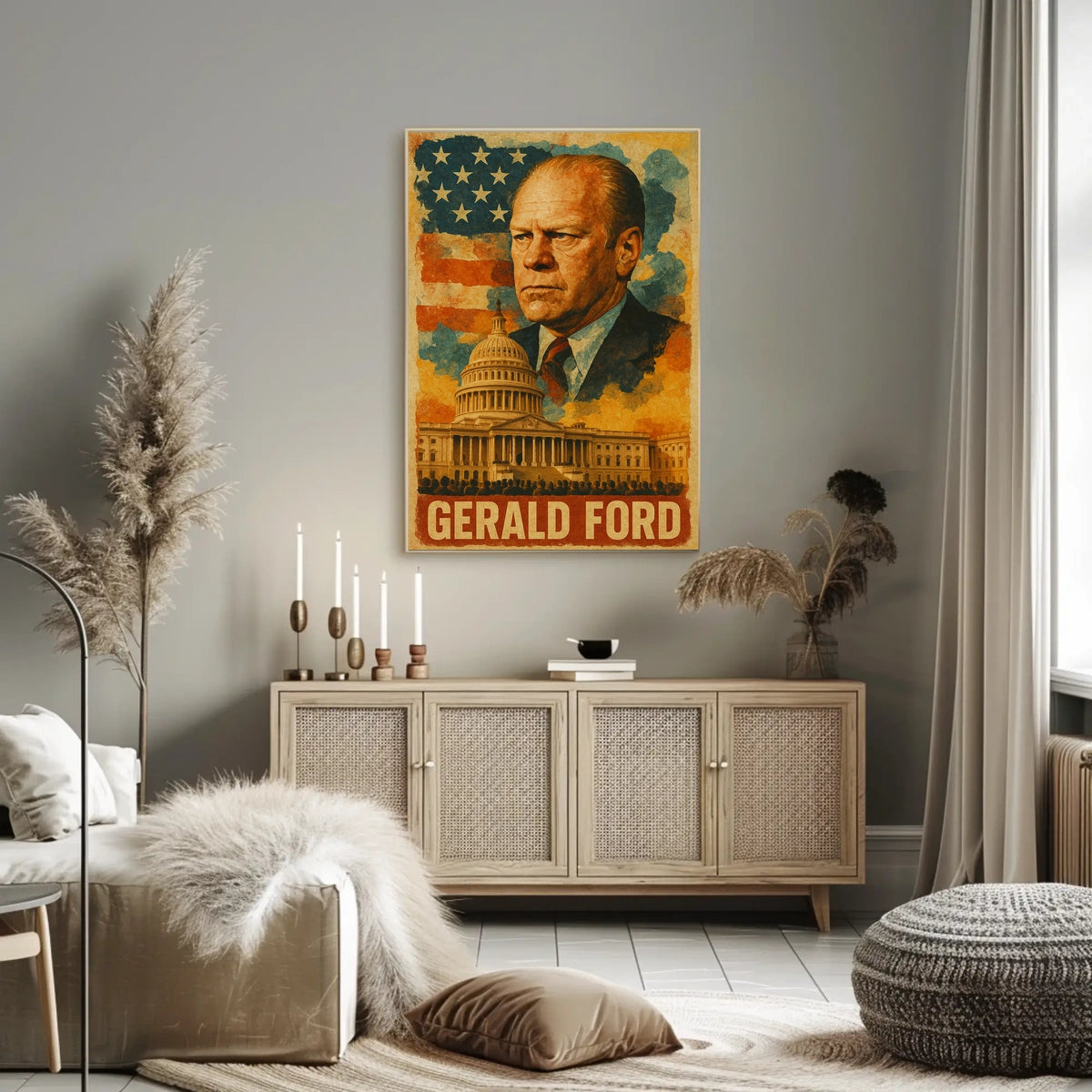 Gerald Ford 38th President of the United States Layered Digital Collage Poster