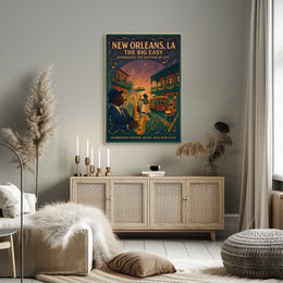New Orleans Vintage Music Scene Art Poster