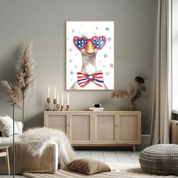 Goose With American Flag Sunglasses Illustration Poster
