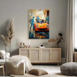 Racing Team In Action Poster PosterGoat