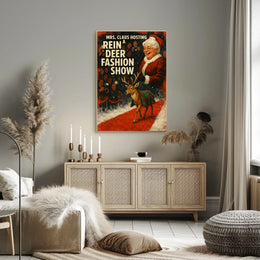 Mrs. Claus Reindeer Fashion Show Festive Pop Culture Poster
